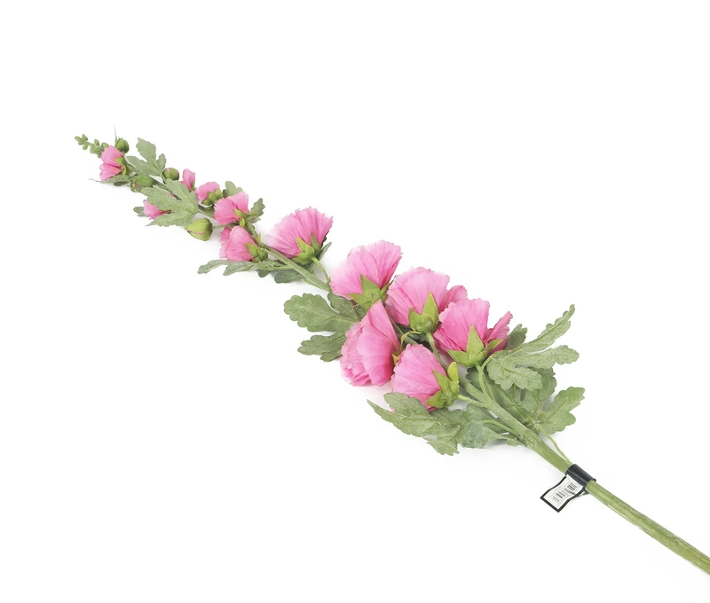 Floral Elegance Artificial 118cm Single Stem Pink Hollyhock Flowers x 12