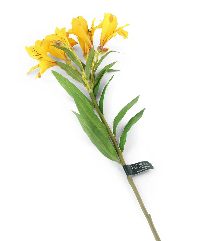 Floral Elegance Artificial 74cm Single Stem Yellow Peruvian Lily Flowers x 12