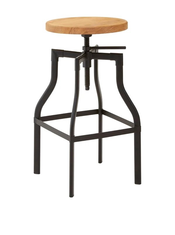 Premier Housewares New Foundry Bar Stool, Metal, Ash/Black
