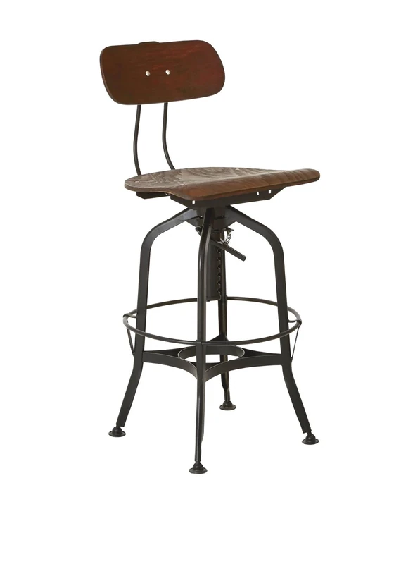 Premier Housewares New Foundry Bar Stool, Metal - Walnut/Black