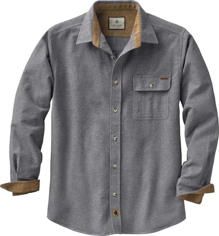 Legendary Whitetails Men's Size Buck Camp Flannel Shirt, Charcoal Heather, Large Tall
