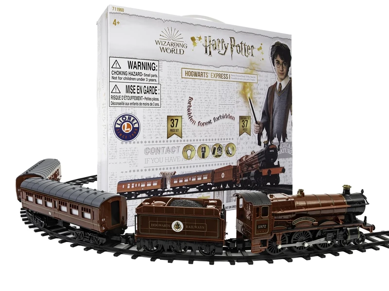 Harry Potter Hogwarts Express Mini Model Train Set, Ideal for Christmas and The Holidays, For Ages 4+, Motorised Toy Train Set, Red