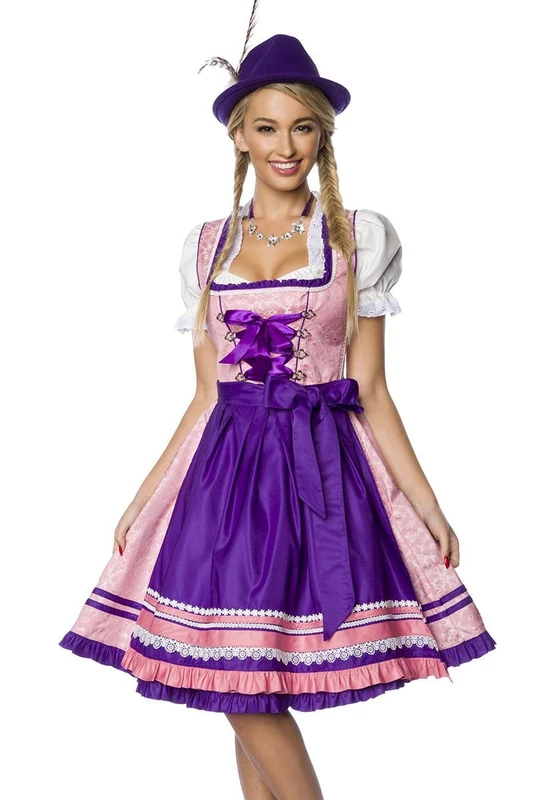 DIRNDLINE Women's Premium Dirndl Special Occasion Dress, Pink/Purple, XS