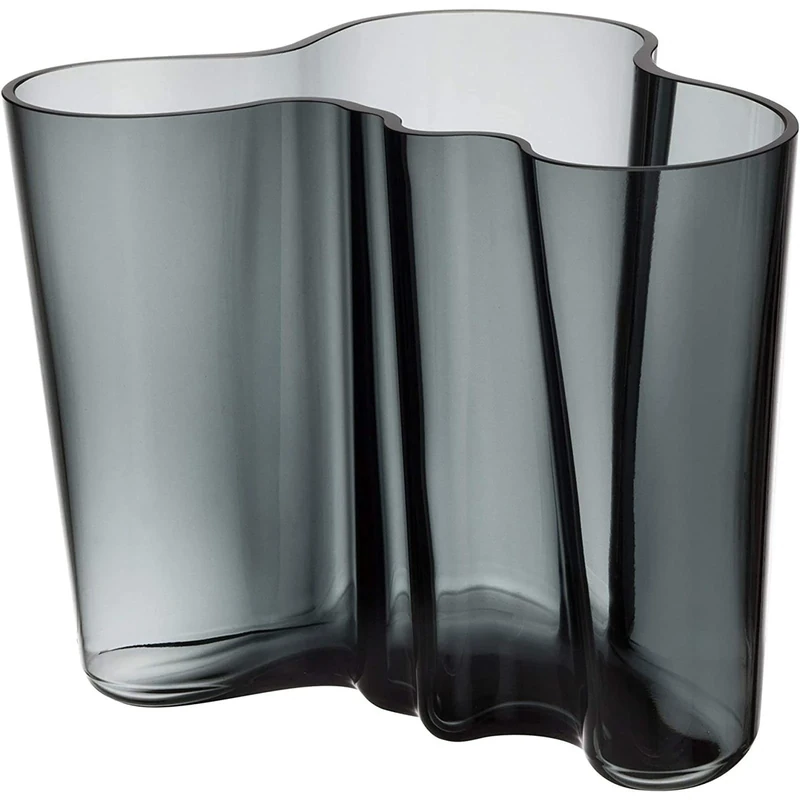 Iittala, 1020905, Alvar Aalto vases, glass, grey, 19 x 20 x 16 cm