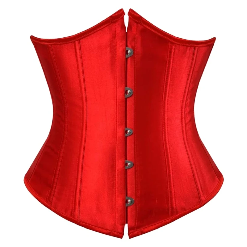 Kelvry Women's Satin Waist Cincher Lace up Boned Bustier Underbust Corset