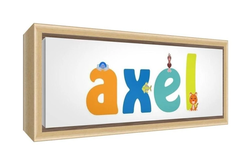 Little Helper Canvas Example Boy Axel with Name Coloured Solid Wood Frame 25 x 63 x 3 cm, Medium - Image 1