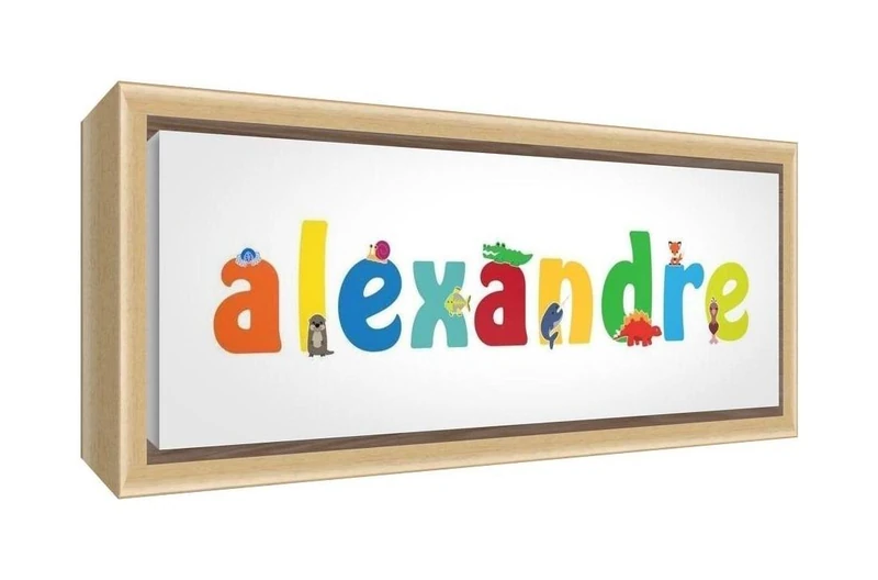 Little Helper Canvas with Colour Example Solid Wood Frame with Boy Alexander Name 25 x 63 x 3 cm, Medium