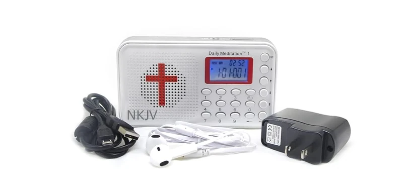 Daily Meditation NKJV Audio Bible Player - New King James Version Electronic Talking Bible with Charger and Earphone, Portable to Listen at Anywhere Anytime