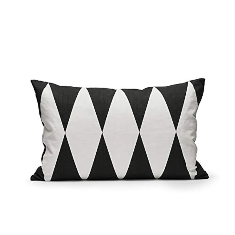 Decoration Cushion 60 x 40 cm - Harlequin - Black/White