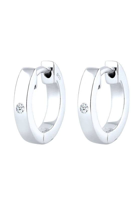 Elli DIAMONDS Earrings Women Creole Basic Diamond (0.03 ct.) in 925 Sterling Silver