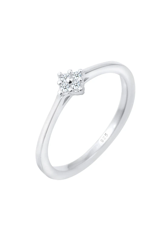 Elli DIAMONDS Ring Women Engagement Classic with Diamond (0.06 ct.) in 925 Sterling Silver