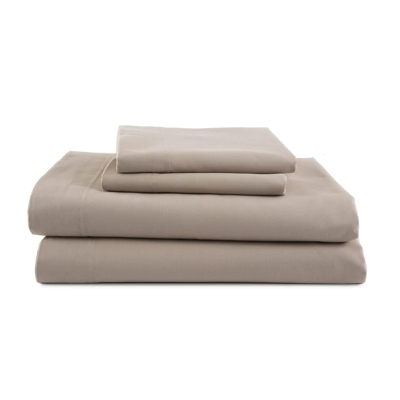 MARTEX 225 Thread Count Cotton Rich 4 Piece Queen Bed Sheet Set - Queen Sheet Set - 1 Fitted Sheet, 1 Flat Sheet, 2 Pillowcase - Hotel Quality - Super Soft - Beige Sheet Set (Queen, Beige)