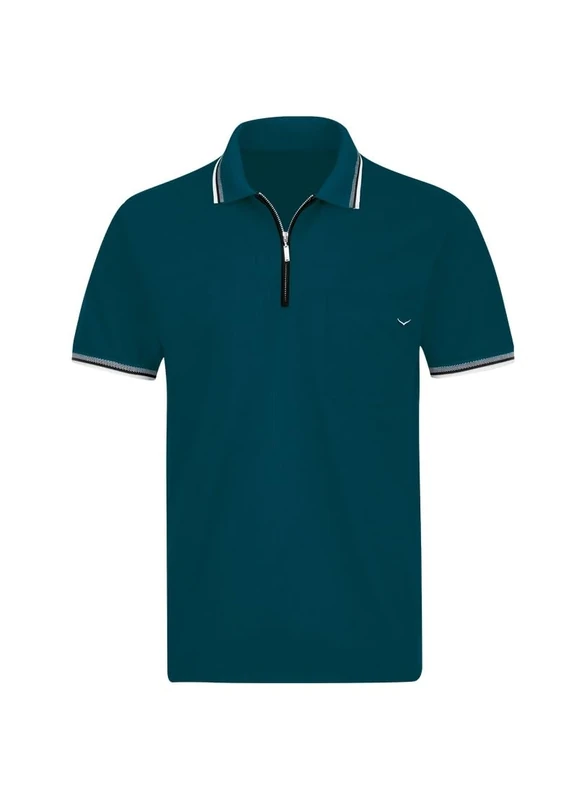 Trigema Zip Polo Shirt, Sapphire, 3XL