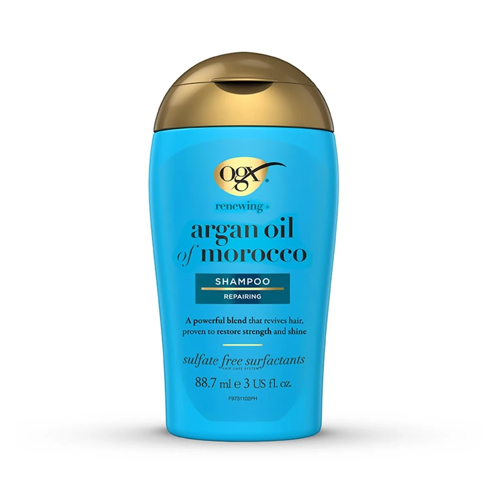 OGX Renewing with Argan Oil of Morocco Repairing Shampoo, Repairs and Revives Hair, Restores Strength and Shine, for All Hair Types, Sulfate Free, 88.7ml