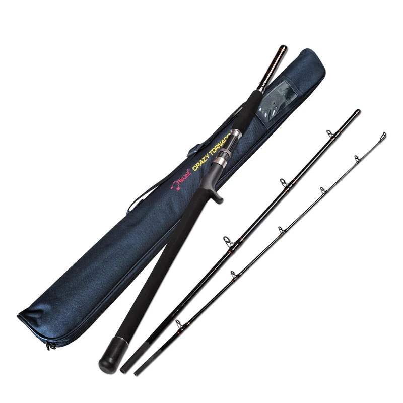 Portable Saltwater Offshore Heavy 3-Piece Travel Graphite Baitcasting Fishing Poles Casting Boat Jigging Trolling Conventional Rods with Rod Case Bag (6'/7'/8') (7' Heavy)