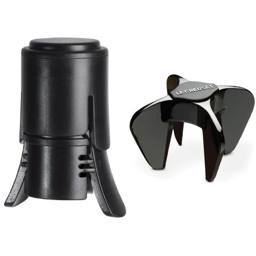 Le Creuset Wine Accessories SW-106 Sparkling Wine Stopper and Wine Opener Set - Black