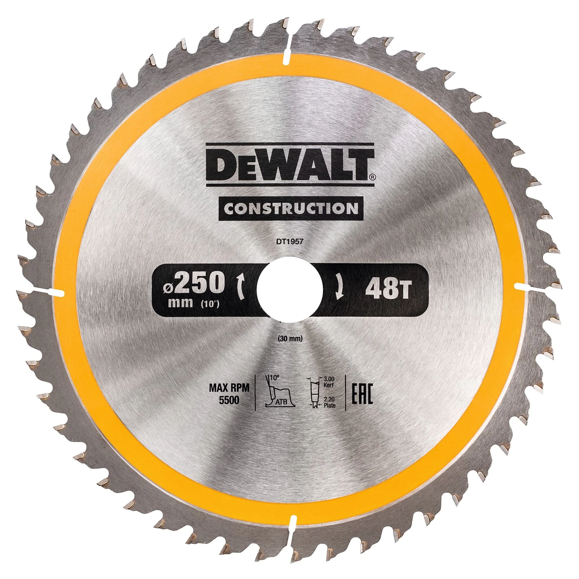 DEWALT 250mm x 30mm 48T Circular Saw Blade, DT1957-QZ