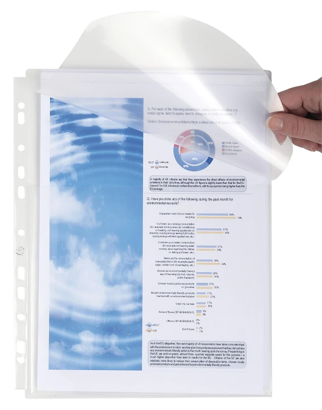 Exacompta - Ref 5502E - PP Expanding Punched Pockets - Suitable for Holding A4 Documents, 25mm Gusset & Flap, Made From 200 Micron Polypropylene - Transparent (Pack of 50)