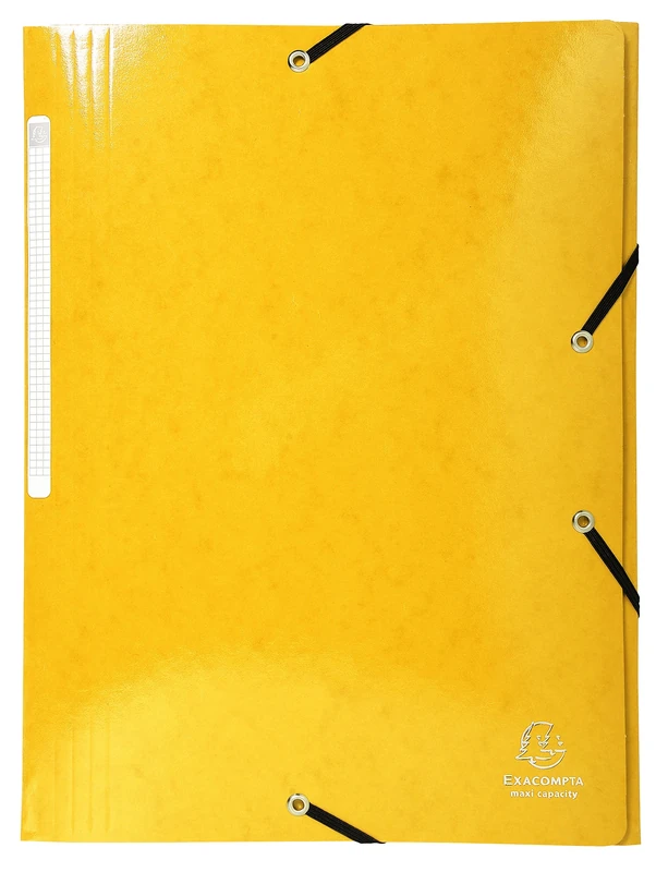 Exacompta - Ref 55828E - Iderama Collection - Elasticated 3-Flap Folder - Suitable for A4 Documents, 425gsm Glossy Coated Pressboard, FSC-Certified - Yellow (Pack of 25)
