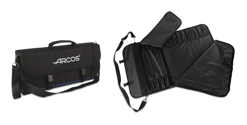Arcos Knife Roll Bag - Knife Backpack 9 Pieces - Polyester 600D Covers with PVC 330 x 480 x 185 mm - Colour Black (Knife Not Included) - Image 1