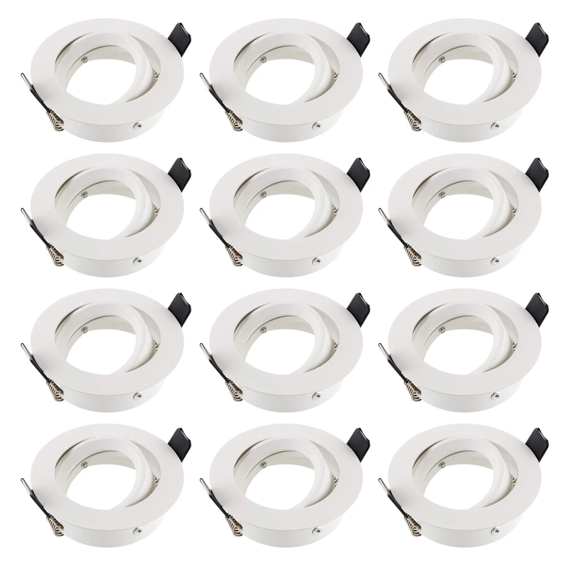 SEBSON 12x Downlight Type 5 GU10 Swiveling, White Matt, LED/ Halogen, Recessed Ceiling Light Tiltable, Mounting Frame Aluminium - Image 1