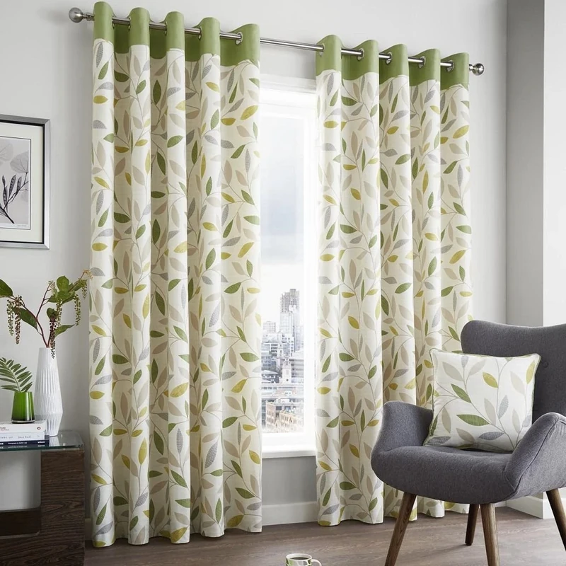 Fusion Beechwood Curtains, 229 x 229cm, Green, 90" Width x 90" Drop