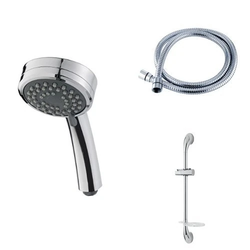 Triton 3 Position Shower Head - Chrome, 3 Spray Patterns, 1.5m Shower Hose, Chrome Joshua Riser Rail, Chrome Finish, Includes Soap Dish
