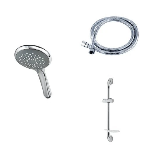 Triton 5-Setting Shower Head with 2m Hose, Chrome Finish, Modern Petal Design, Wall Mounted, Includes Rail, Soap Dish