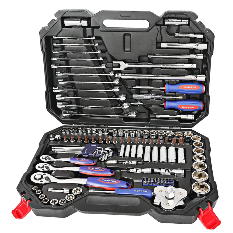 WORKPRO 123-Piece Drive Socket Set - CR-V Mechanic Tool Set