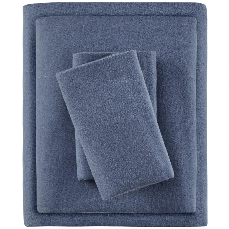 SLEEP PHILOSOPHY True North Cozy Flannel 100% Cotton Ultra Soft Cold Weather Sheet Set Bedding, King, Blue Solid