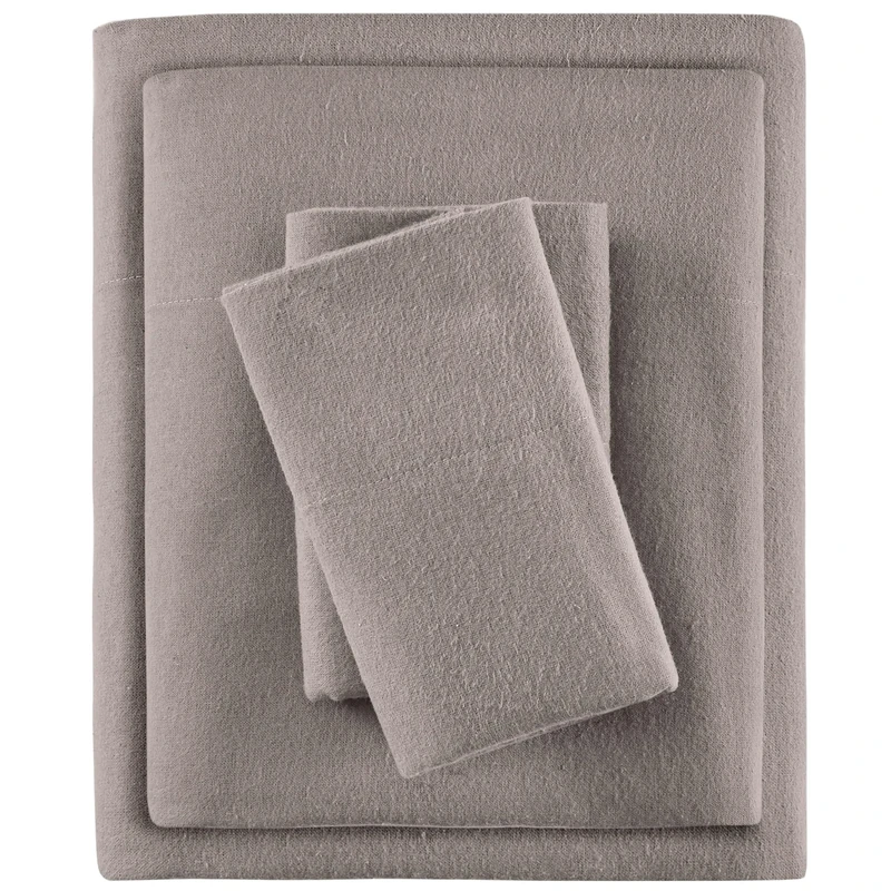 SLEEP PHILOSOPHY True North Cozy Flannel 100% Cotton Ultra Soft Cold Weather Sheet Set Bedding, King, Grey Solid