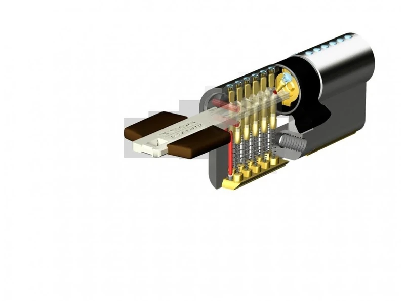 Tesa Assa Abloy, TK153050N, High Security Cylinder, TK100, Double Clutch, Long Cam, Nickel-Plated, 30 x 50 mm
