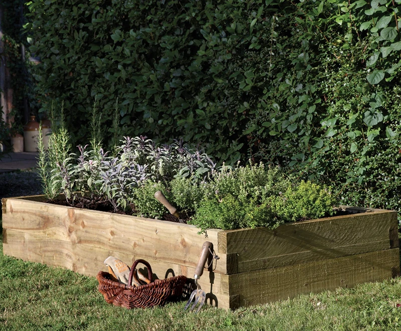 Forest Garden 1.8 m Pressure Treated Wooden Caledonian Rectangular Planter, 400 Litre