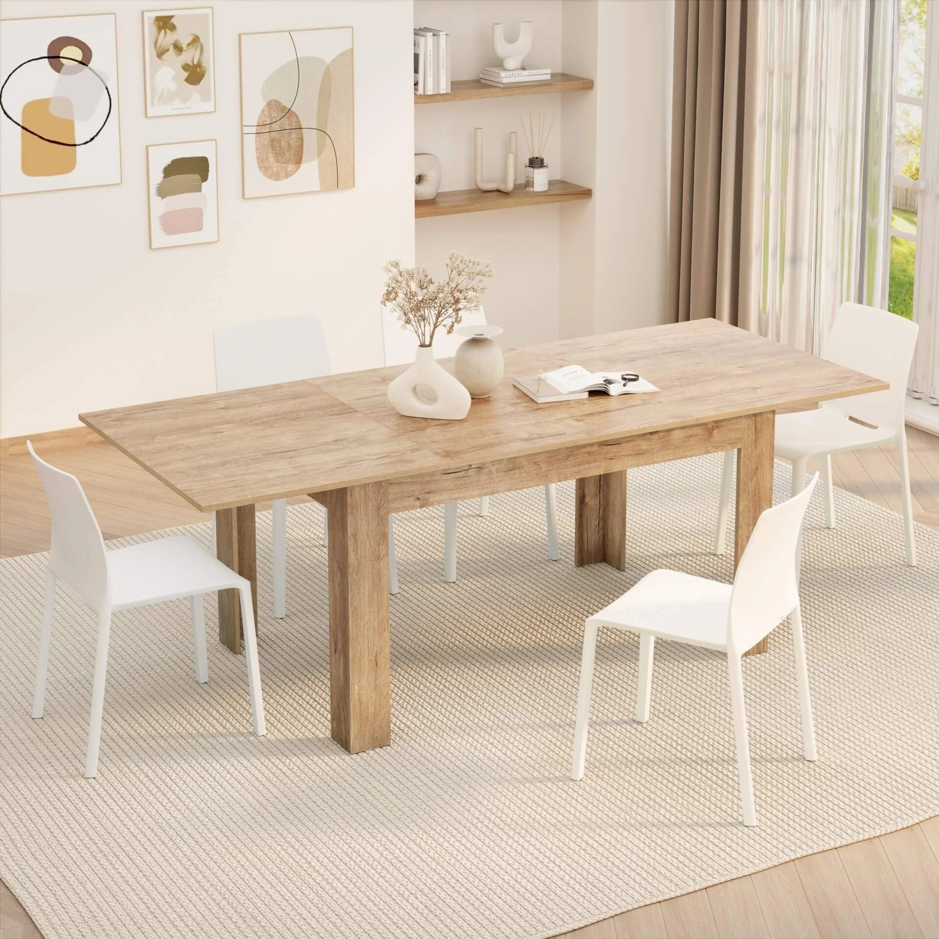 Mobili Fiver, Easy, Extendable dining table, 140(220) x90 cm, Oak, Made In Italy