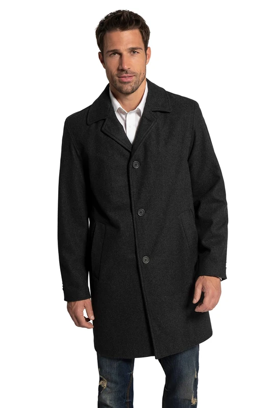 JP 1880 Men's Wollmantel Coat, Charcoal, XXL