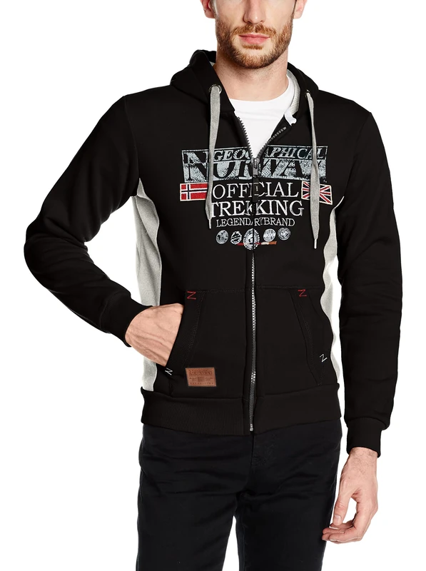 Geographical Norway Men's GAFONT Sports Hoodie, Black (Black), M