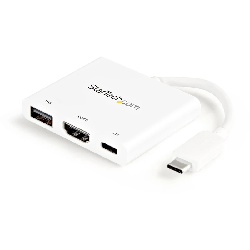 StarTech.com USB-C to HDMI Adapter - White - 4K 30Hz - Thunderbolt 3 Compatible - with Power Delivery (USB PD) - USB C Dongle (CDP2HDUACPW)