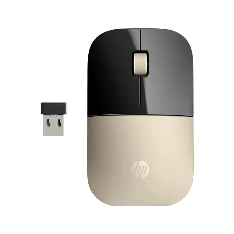 HP Z3700 Gold 2.4 GHz USB Slim Wireless Mouse with Blue LED 1200 DPI Optical Sensor, Up to 16 Months Battery Life