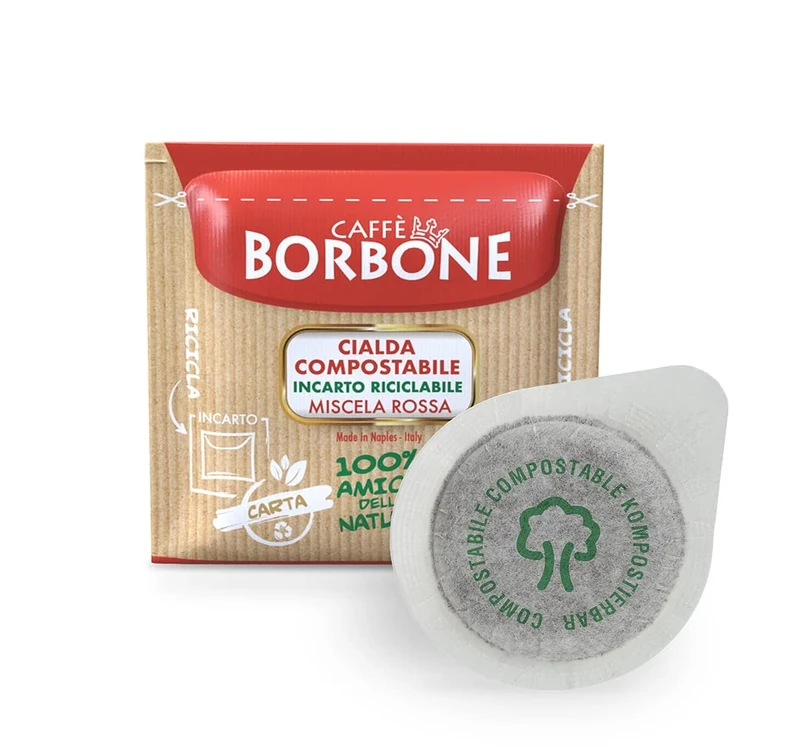 Caffè Borbone Coffee Compostable Pods, Recyclable Wrapping, Red Blend - 100 Pods - ESE System