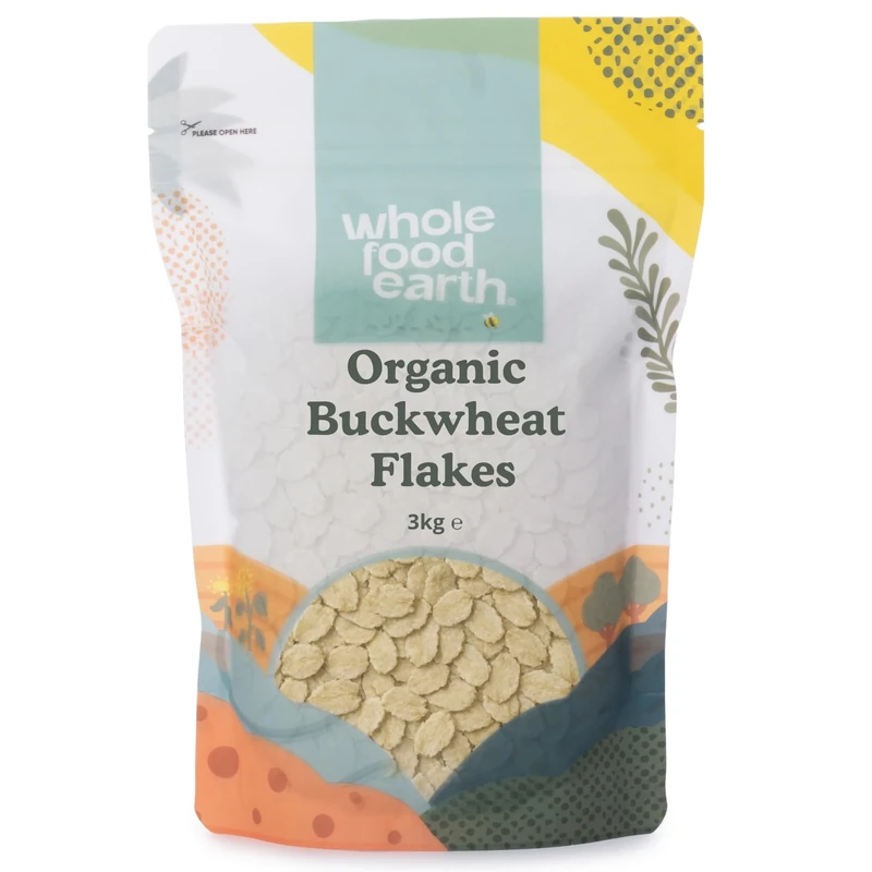 Wholefood Earth Organic Buckwheat Flakes – 3 kg | Raw | GMO Free | Vegan | Source of Fibre | Certified Organic