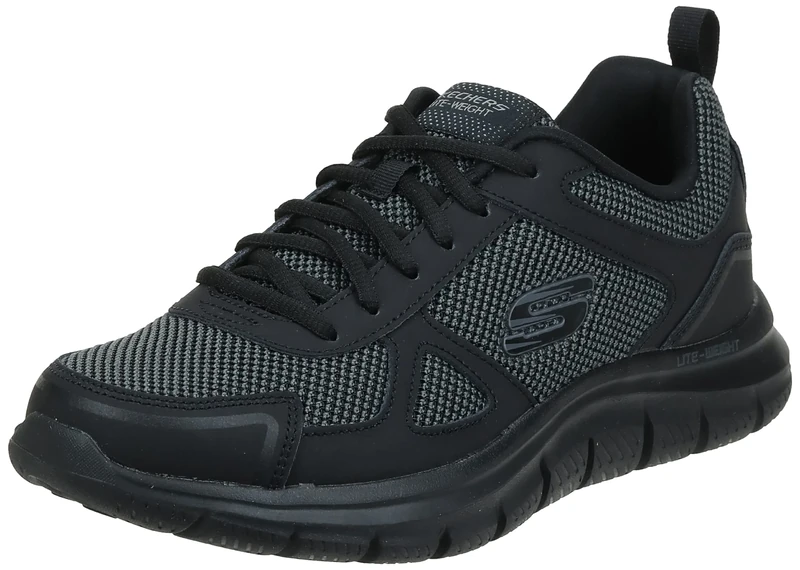 Skechers Men's Track Bucolo Sneaker, Black Leather/Mesh/Trim, 9.5 UK