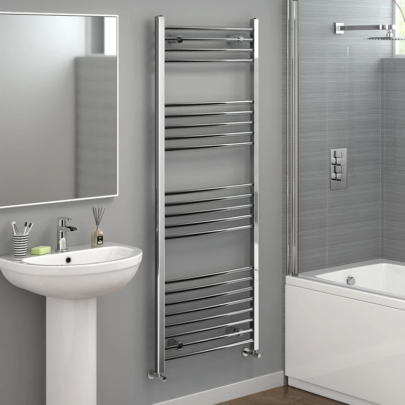 iBathUK 1600 x 600 Curved Heated Towel Rail Chrome Bathroom Radiator NC1600600