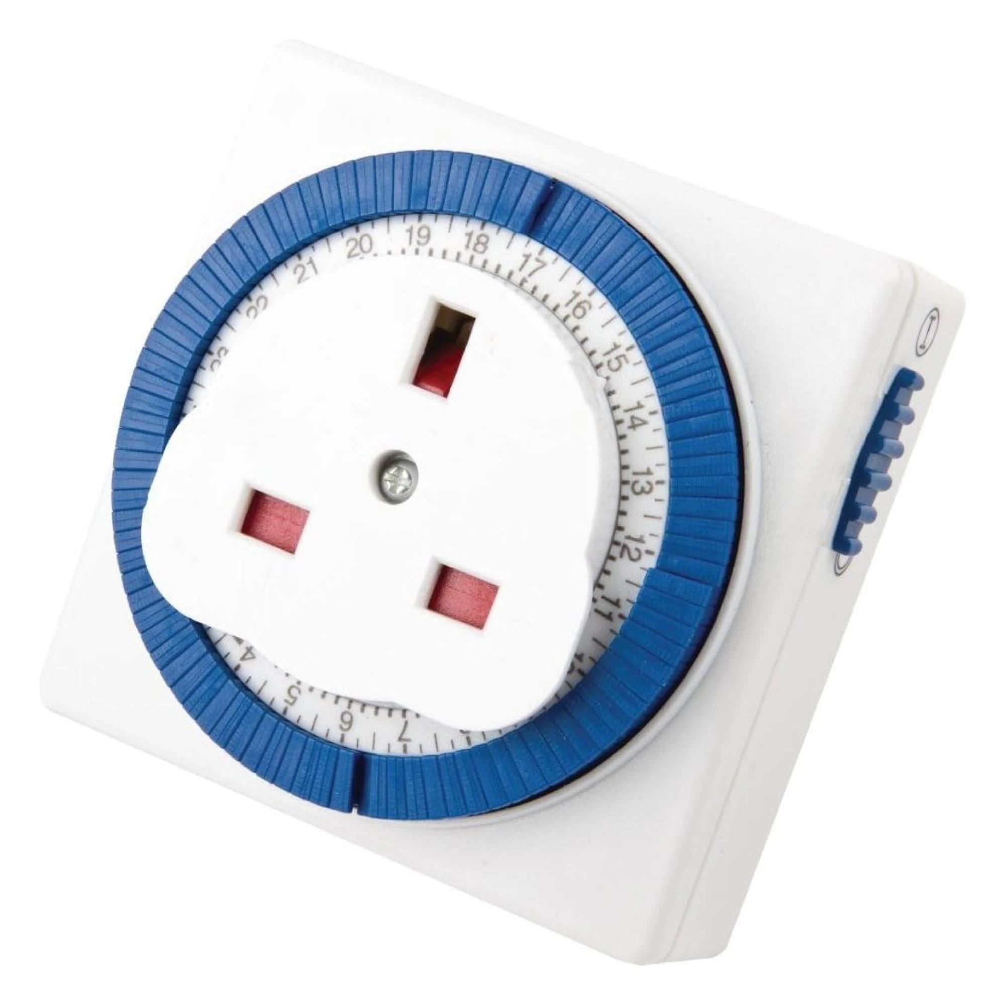 STATUS Timer Switch Square | 24 Hour Segment Timer Light Switch | White UK Plug | S24HRSQT3