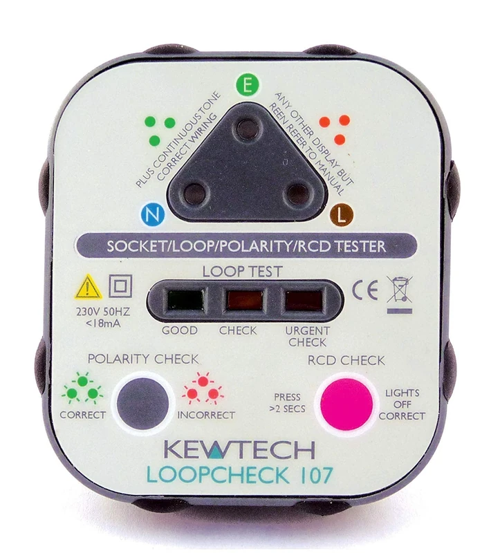 Kewtech Loopcheck 107 LOOPCHECK107 Mains Socket Tester with Loop Check, Grey, No Size