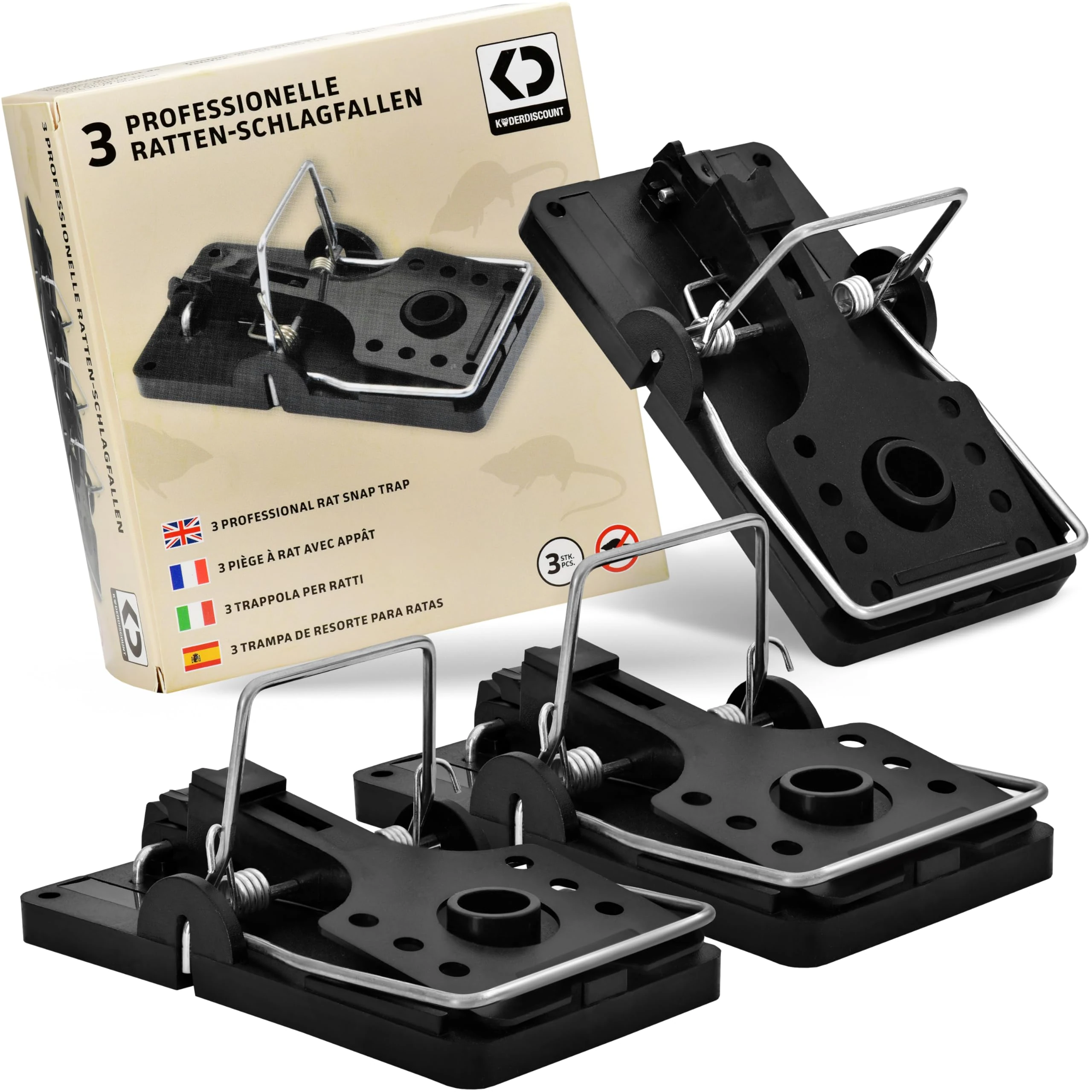 Köder-Discount: 3 x professional rat impact trap, rat trap without toxic