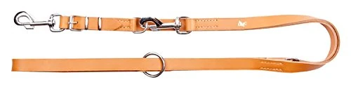 Dingo Genuine Leather Leash with a Swappable Snap-Hook, Classic Sewn Lead for All Breeds, Natural Colour 10303