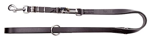 Dingo Genuine Black Leather Leash with a Swappable Snap-Hook, Classic Sewn Lead for All Breeds 10307