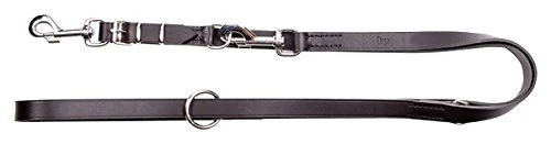 Dingo Genuine Black Leather Leash with a Swappable Snap-Hook, Classic Sewn Lead for All Breeds 10304