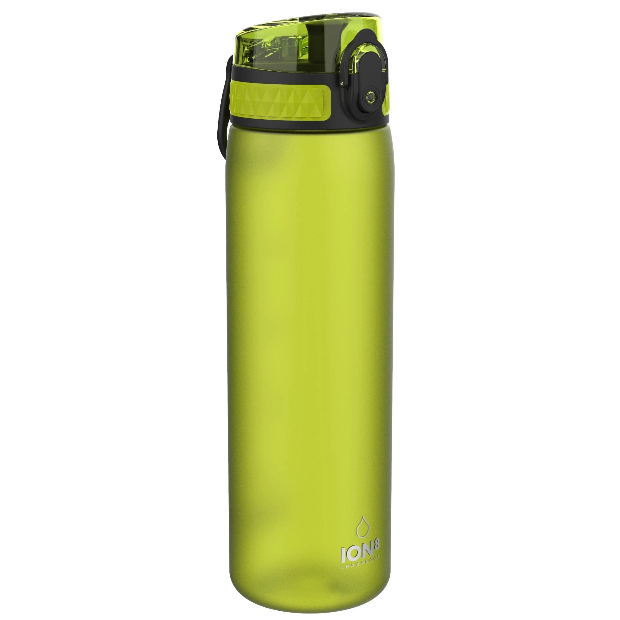 Ion8 Water Bottle, 500 ml/18 oz, Leak Proof, Easy to Open, Secure Lock, Dishwasher Safe, BPA Free, Hygienic Flip Cover, Carry Handle, Fits Cup Holders, Easy Clean, Carbon Neutral, Green