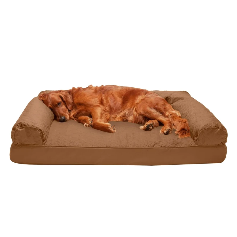 Furhaven XL Orthopedic Dog Bed Quilted Sofa-Style w/Removable Washable Cover - Toasted Brown, Jumbo (X-Large)